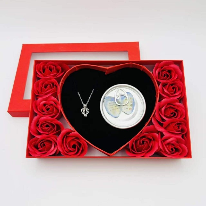 Premium Heart Pearl Gift Set – Necklace & Rose Edition