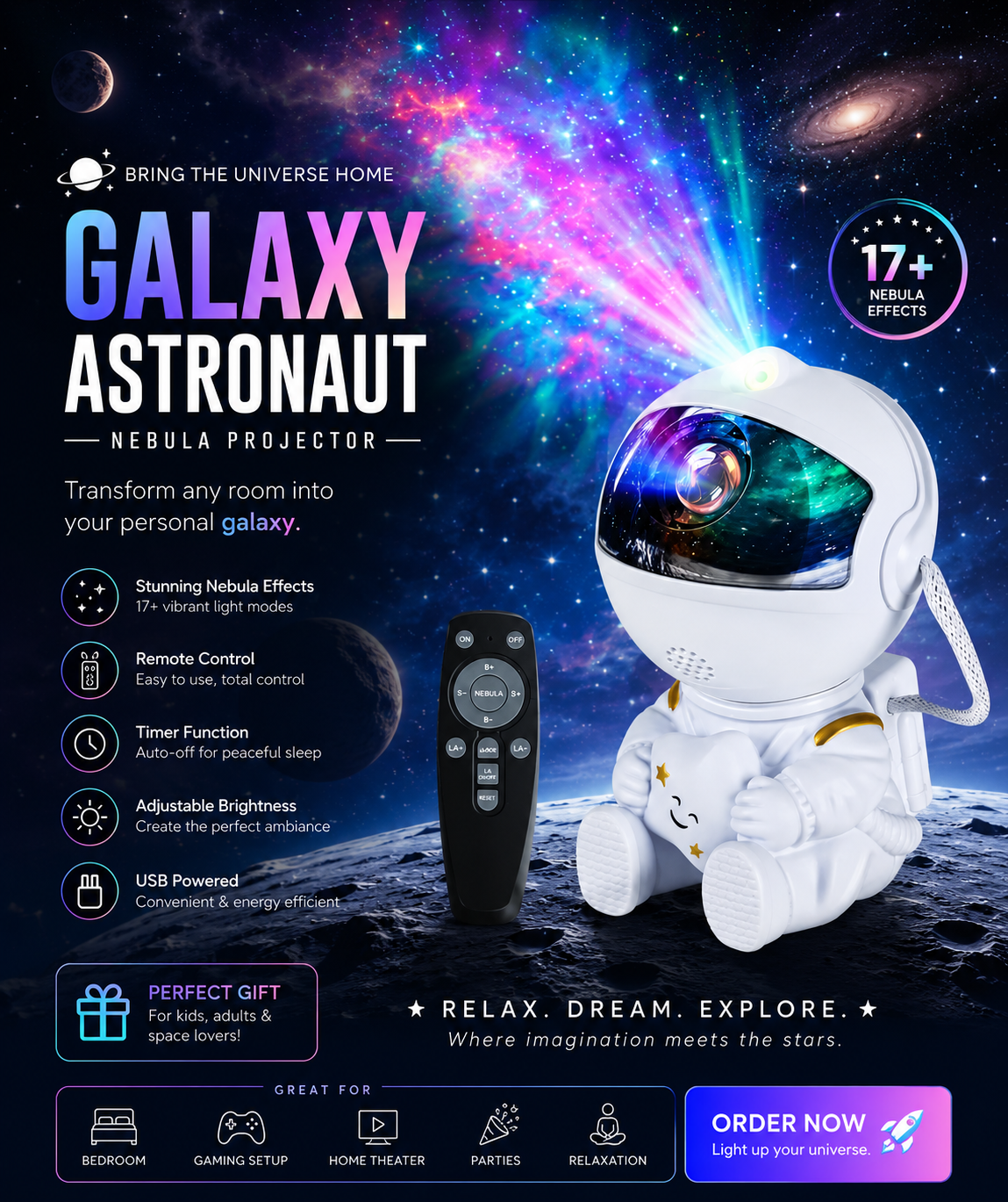 Mini Astronaut Stary projector Robot Light L0407