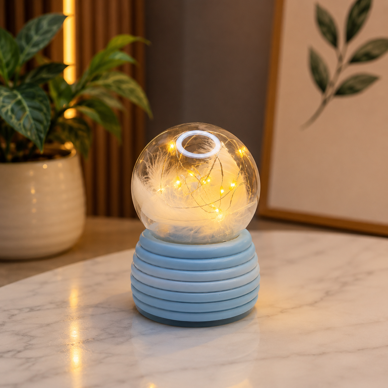 Feather Globe LED Night Lamp