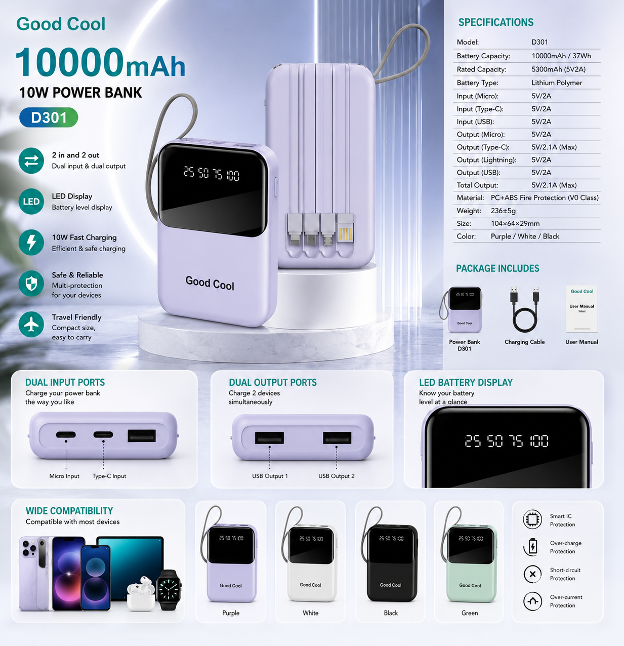 Good Cool D301 10000mAh Power Bank ⚡